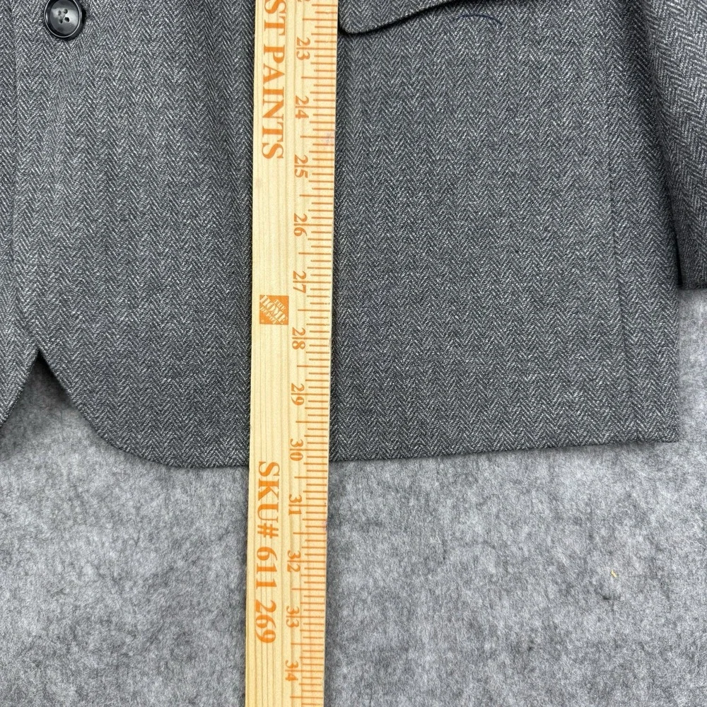 NEW $168 Stafford Men Blazer 46 Short Gray Herringbone Stretch Sport Coat Jacket
